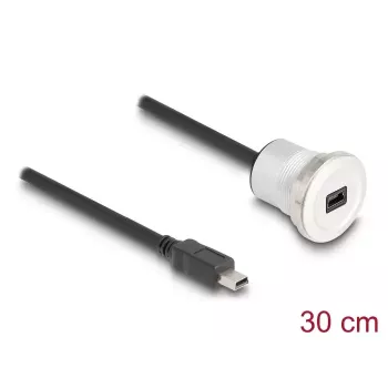 USB kabelis DeLOCK 88186 0.3 m Mini-USB B Melns Sudrabs
