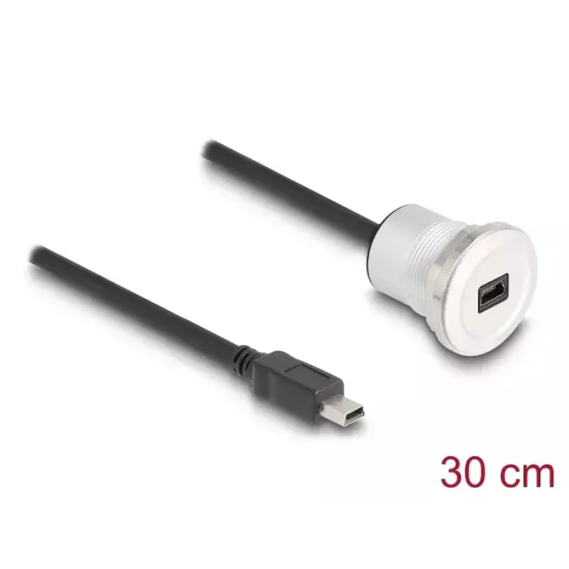USB kabelis DeLOCK 88186 0.3 m Mini-USB B Melns Sudrabs