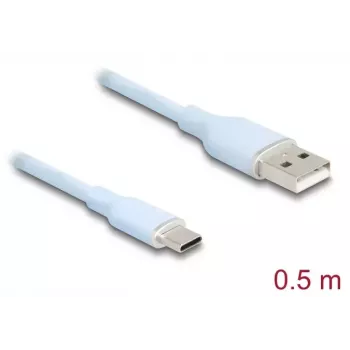 USB kabelis DeLOCK 81221 USB 2.0 0.5 m USB A USB C Zils