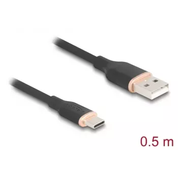 USB kabelis DeLOCK 81225 0.5m USB A USB C Melns