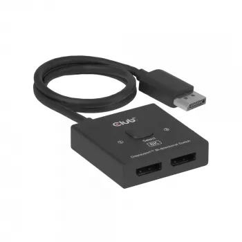 CLUB3D CSV-1009 DisplayPort 2-in-1 divvirzienu slēdzis — 2x DisplayPort izejas, 8K@60Hz, melns