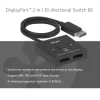 CLUB3D CSV-1009 DisplayPort 2-in-1 divvirzienu slēdzis — 2x DisplayPort izejas, 8K@60Hz, melns