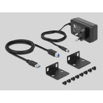 USB centrmezgls DeLOCK 64112, 10 porti, USB 3.2 Gen 1, metāla korpuss, 10 inch statīva stiprinājums