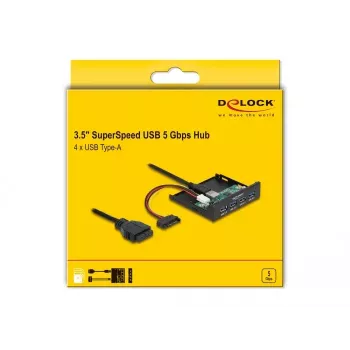 DeLOCK iekšējais 3.5 collu USB 3.2 Gen 1 centrmezgls 4 porti Melns