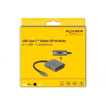 DeLOCK USB-C sadalītājs DP Alt Mode 1x HDMI 1x DisplayPort MST