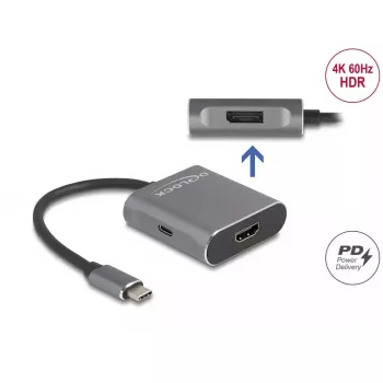 DeLOCK USB-C sadalītājs DP Alt Mode 1x HDMI 1x DisplayPort MST