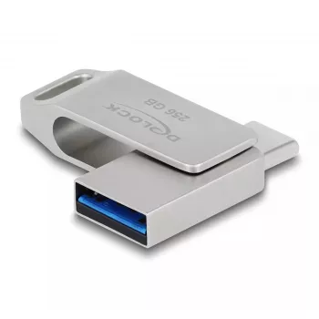 USB zibatmiņa DeLOCK 256 GB USB-C / Type-A metāla korpuss