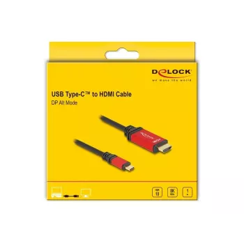 DeLOCK USB Type-C uz HDMI kabelis DP Alt Mode 8K 60 Hz HDR 1 m Sarkans