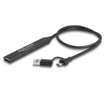 DeLOCK 4 Portu Plāns USB Hubs USB Type-C / USB Type-A 5 Gbps Melns