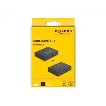 DeLOCK HDMI 2 - 1 pārslēdzējs divvirzienu 8K 60 Hz metāla melns