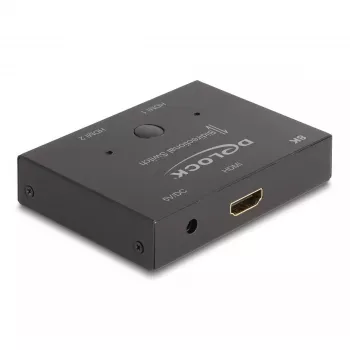 DeLOCK HDMI 2 - 1 pārslēdzējs divvirzienu 8K 60 Hz metāla melns