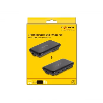 DeLOCK 64209 USB 3.2 Gen 2 Type-C centrmezgls 10000 Mbit/s Melns