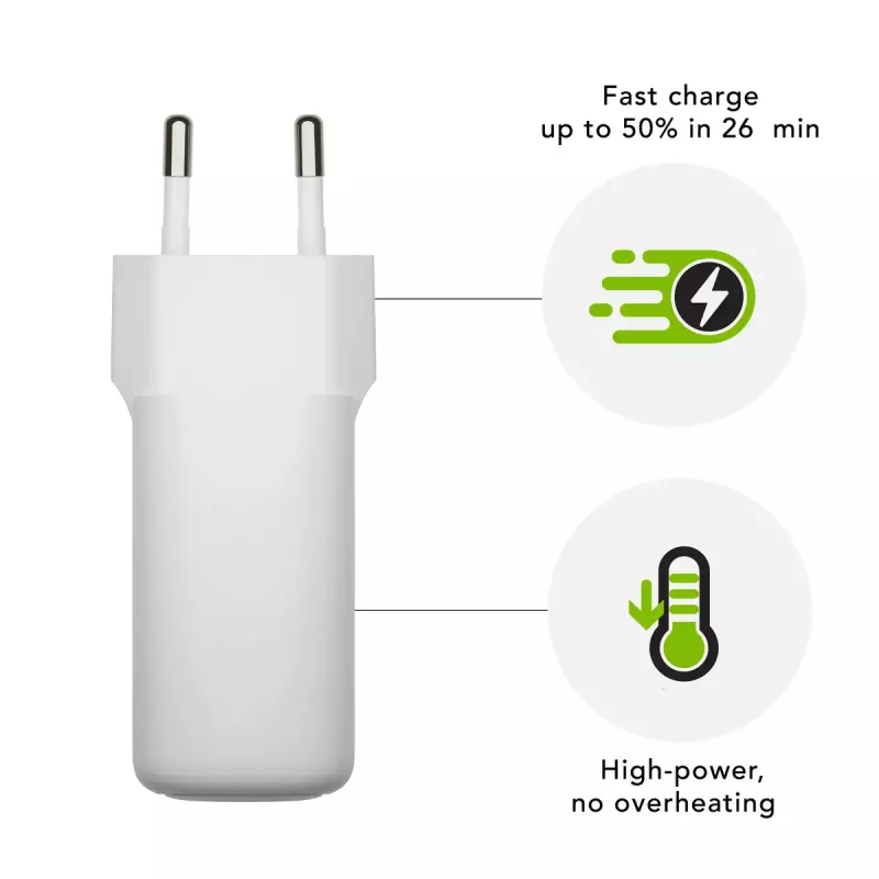Sienas lādētājs USB-C 45W d bramante re-charge Pro — Iekštelpu maiņstrāva, 110–240V, Balts