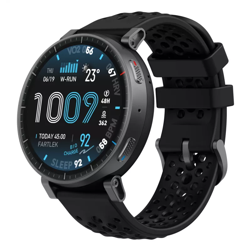 Viedpulkstenis Amazfit Active Max apaļš AMOLED 1,5 collas 480×480 Skārienekrāns 64MB RAM 4GB 658mAh Melns