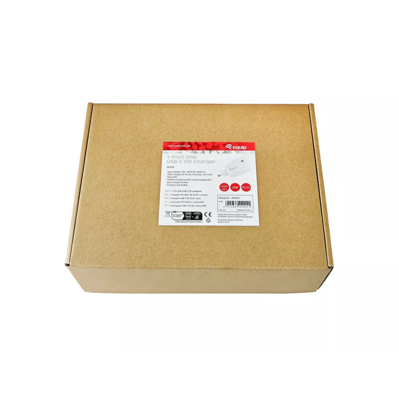 Equip 1-Port 20W USB-C PD Lādētājs Iekštelpām Balts 100-240V