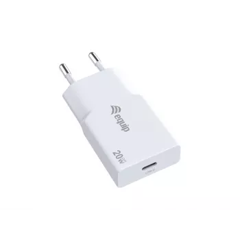 Sienas lādētājs EQUIP 1-Port 20W GaN USB-C PD — 100–240V ieeja, 12V maks. izeja, balts
