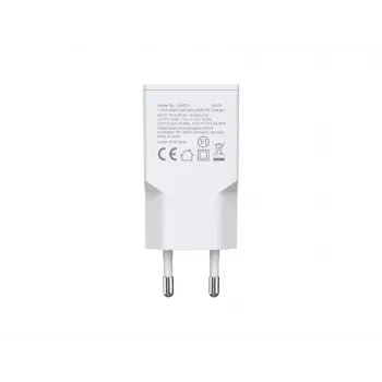 Sienas lādētājs EQUIP 1-Port 20W GaN USB-C PD — 100–240V ieeja, 12V maks. izeja, balts