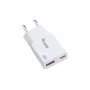 EQUIP 2-Portu 20W GaN Plāns USB PD Lādētājs — USB-C x1, USB-A x1, Ieeja 100–240V, Maks. Izeja 12V, Balts