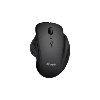 EQUIP 6-pogu divrežīmu uzlādējama bezvadu pele — labā roka, optiskā 1600 DPI, RF bezvadu + Bluetooth, melna