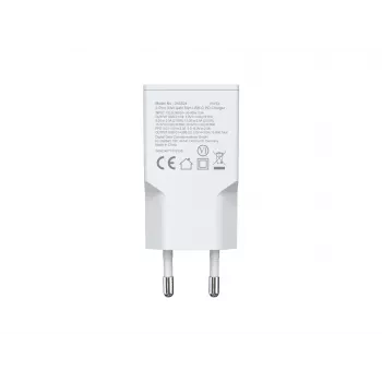 EQUIP 2-Port 30W GaN Slim USB-C PD Lādētājs — 2 USB-C porti, 100–240V ieeja, max 20V izvade, balts