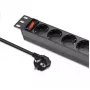 QOLTEC 54603 strāvas sloksne — 1U, 19 inch, 4× SCHUKO, 16A