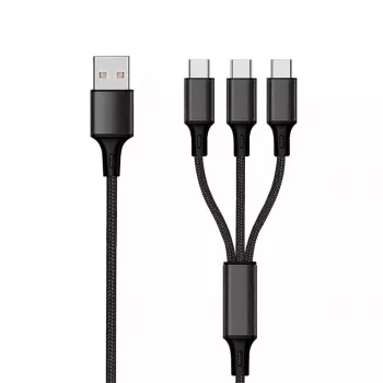 USB kabelis 2GO 797156 1.5m USB B 3 x USB C Melns