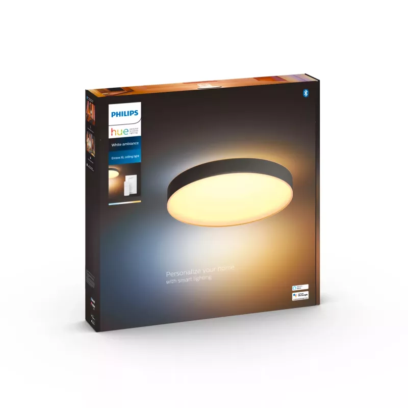Viedie griestu lukturis Philips Hue White ambience Enrave extra large Melns