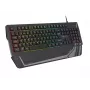 Spēļu tastatūra GENESIS Rhod 350 RGB — pilna izmēra 104 taustiņu USB QWERTY, melna, RGB fona apgaismojums, plaukstas balsts