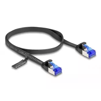 DeLOCK RJ45 plakanais tīkla kabelis Cat.6A 0,5 m melns