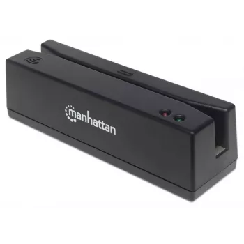 Manhattan USB-A magnētiskās joslas karšu lasītājs, trīs celiņu lasītājs, tastatūras spraugas dekoders, kabelis 1,5 m, melns, trīs gadu garantija