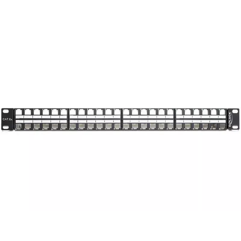 Delock 43280 Keystone komutācijas panelis, 19", 48 porti, 1U, melns