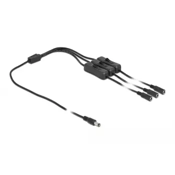 DC kabelis DeLOCK 86795 5.5 x 2.1 mm tēviņš uz 3 x mātīte ar slēdzi 1 m