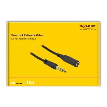 DeLOCK 86767 Stereo Jack pagarinājuma kabelis 6.35mm 5m Melns