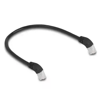 Tīkla kabelis DeLOCK RJ45 Cat.6A S/FTP 45° leņķis uz leju 0,5 m melns