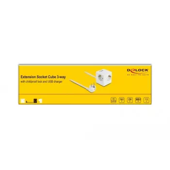 DeLOCK 11497 Kontaktligzda CEE 7/3 + USB Balta 250V 16A