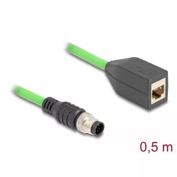 DeLOCK industriālais Ethernet kabelis 60570, M12, 0,5 m, UL 94
