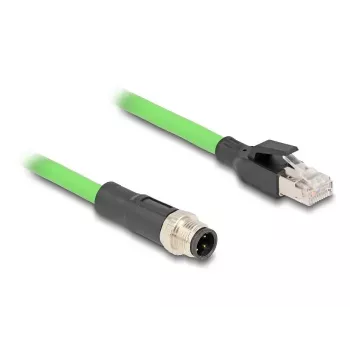 Tīkla kabelis DeLOCK M12 D-kodēts 4-pin vīriešu uz RJ45 vīriešu PUR (TPU) 1 m