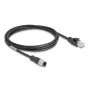 Tīkla kabelis DeLOCK M12 A-kodēts 8-pin vīriešu uz RJ45 vīriešu Cat5e 2 m Melns