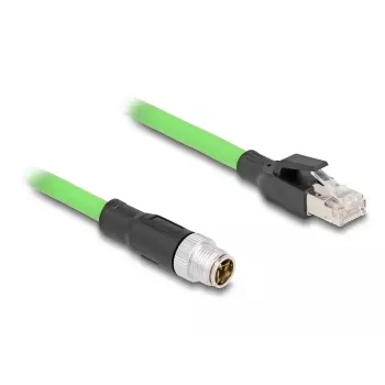 DeLOCK M12 X-kodēts 8-pin vīriešu uz RJ45 vīriešu tīkla kabelis PUR (TPU) 5 m