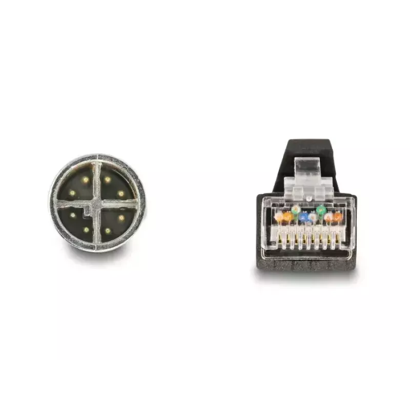 DeLOCK M12 X-kodēts 8-pin vīriešu uz RJ45 vīriešu tīkla kabelis PUR (TPU) 5 m
