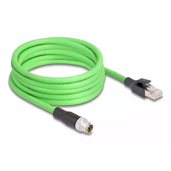 DeLOCK M12 X-kodēts 8-pin vīriešu uz RJ45 vīriešu tīkla kabelis PUR (TPU) 5 m