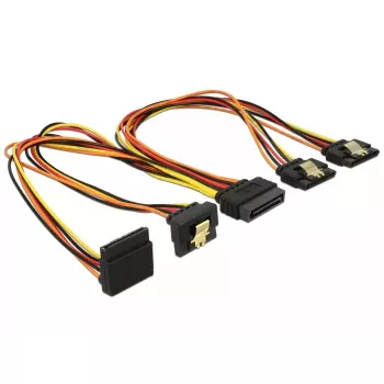 SATA strāvas kabelis DeLOCK 60148 0.3 m SATA 15-pin 4 x SATA 15-pin Bēšs Oranžs Sarkans Dzeltens
