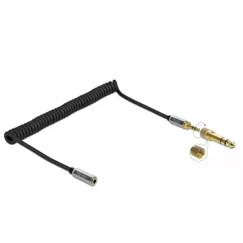 Audio pagarinātāja kabelis DELOCK 85832 3.5mm vīrietis uz 3.5mm sieviete, 2 m, apzeltīti kontakti, AWG 28, melns