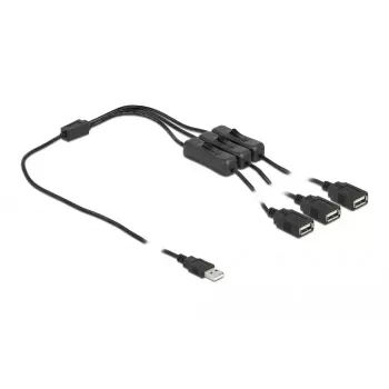USB A (vīrišķais) uz 3 x USB A (sieviešu) kabelis ar slēdzi 1 m DeLOCK 86804
