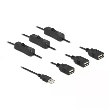 USB A (vīrišķais) uz 3 x USB A (sieviešu) kabelis ar slēdzi 1 m DeLOCK 86804