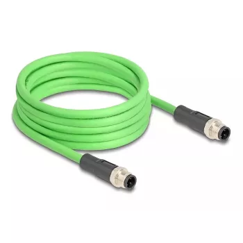DeLOCK M12 D-kodēts 4-pin vīriešu-vīriešu tīkla kabelis ar PUR (TPU) apvalku 5 m