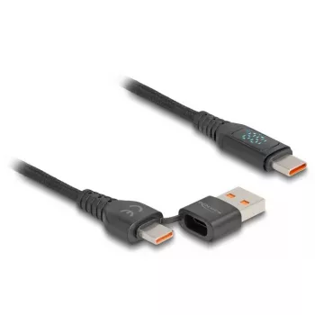 DeLOCK USB 2.0 ātrās uzlādes kabelis USB Type-C + USB Type-A vīrietis uz USB Type-C vīrietis PD 3.1 140 W 1,20 m