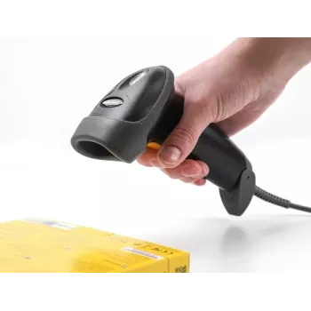 DeLOCK USB svītrkodu skeneris 1D lāzera melns rokas vads 2m kabelis