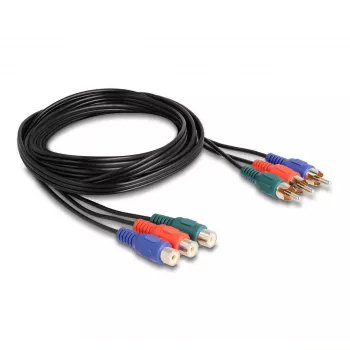 DeLOCK RCA RGB pagarinājuma kabelis 3 x vīrišķais uz 3 x sievišķais 1 m