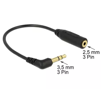 Audio kabelis DeLOCK 0.17m 2.5mm/3.5mm Melns